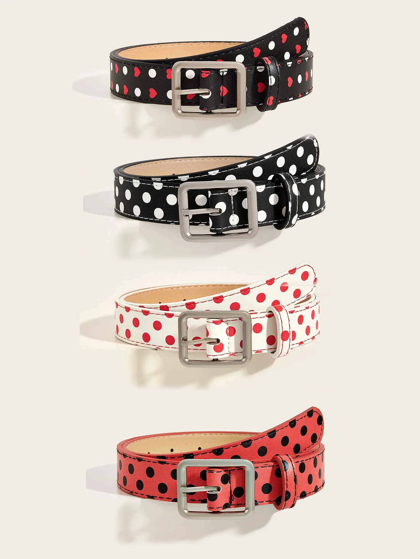Trendige Vintage Polka Dot Damengürtel Y2K Mädchen Dornschließen-Gürtel Taillengürtel Jeansgürtel PU-Leder Taillenriemen Geschenk – Detail 2