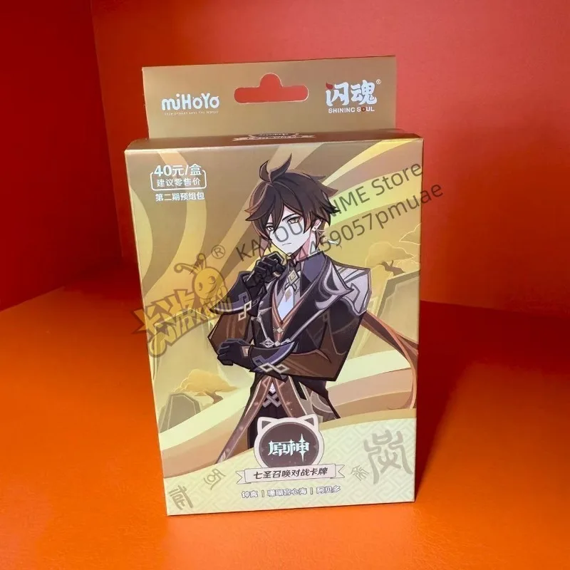 Genshin Impact – carte de combat Seven Holy Summons, boîte d'origine authentique, Collection limitée, jeu de cartes, personnage périphérique, cadeau