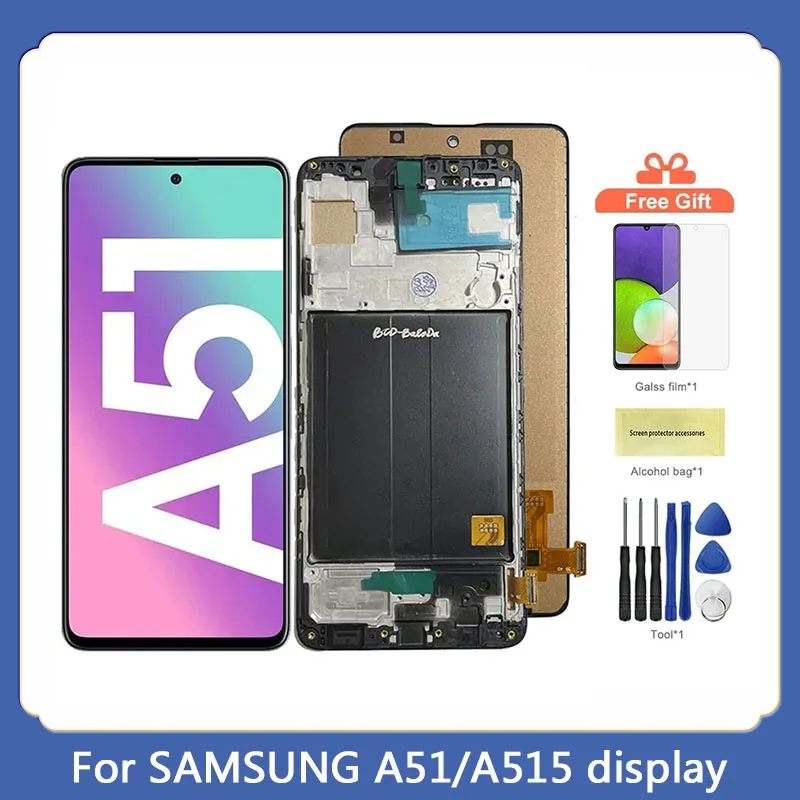 

AMOLED For Samsung A51 Display A515 A515F/DS A515FD A515 LCD Display Touch Screen Replacement A515F Display with frame