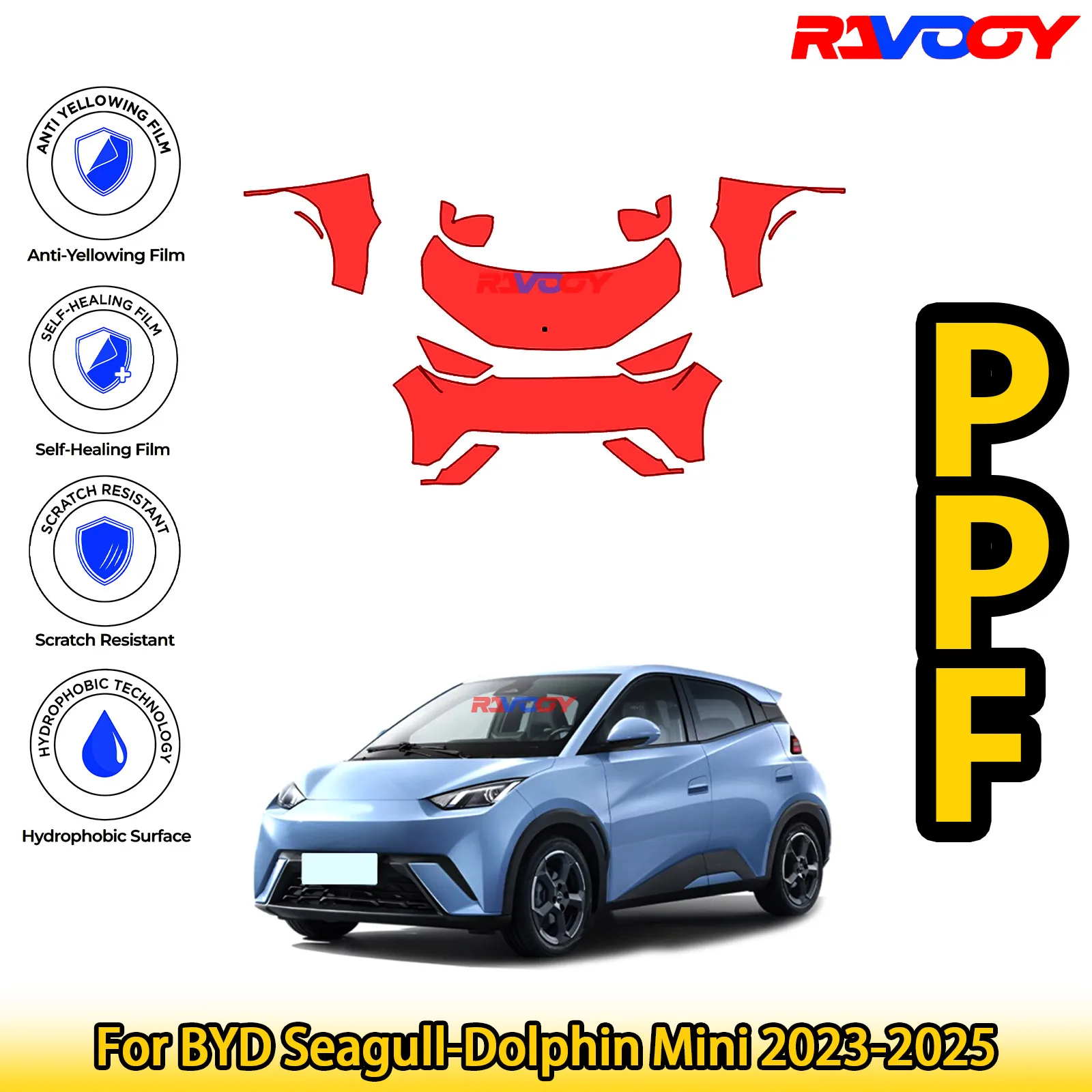 

Для BYD Seagull-Dolphin Mini 2023-2025 глянцевый матовый черный предварительно вырезанный передний комплект PPF защитная пленка для краски