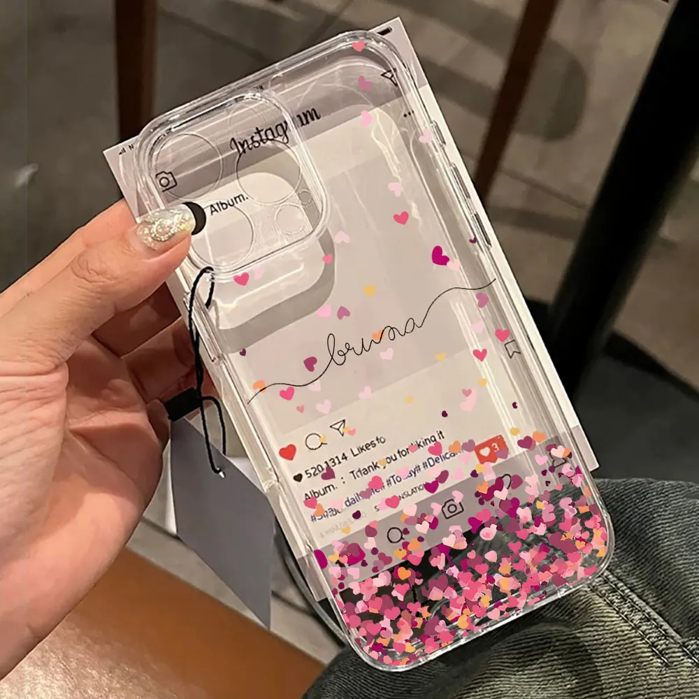 Pink Heart Clear Phone Case For Samsung Galaxy S26 Ultra A56 A55 S25 Edge Plus Note 20 A56 A54 A53 A36 A34 A35 A26 5G S24 Cover