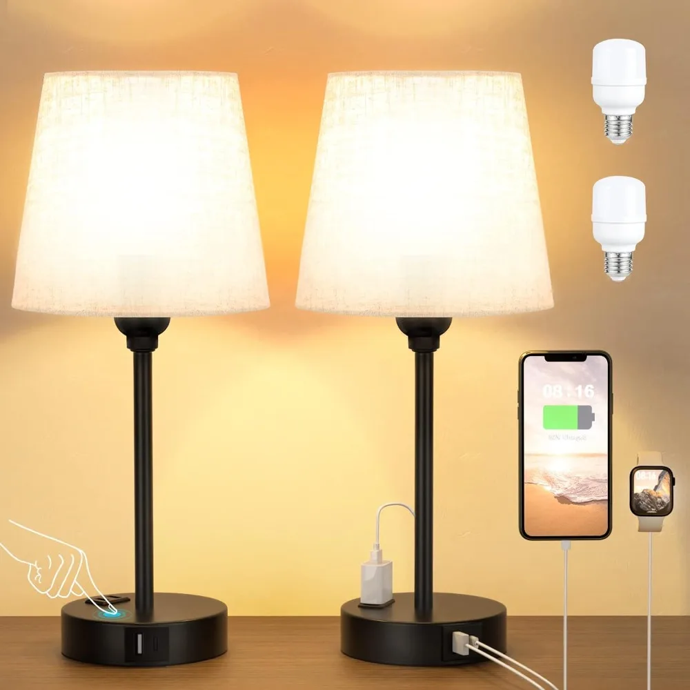 lampadas de mesa de cabeceira para quartos conjunto de mesa de cabeceira lampadas do quarto com porta usb c e saida ac toque regulavel 01