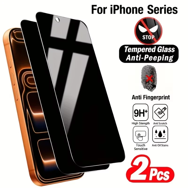 

1-2 шт. Защитное стекло Anti-Spy Privacy для iPhone 11 12 13 14 15 16 17 Pro Max 16 Plus 16e Air XR XS