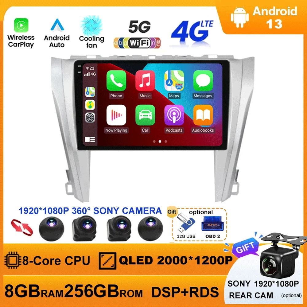 

Android 13 For Toyota Camry 7 XV 50 55 2014-2017 Car Radio Multimedia Video Player Navigation GPS RDS BT 4G WIFI Android Auto