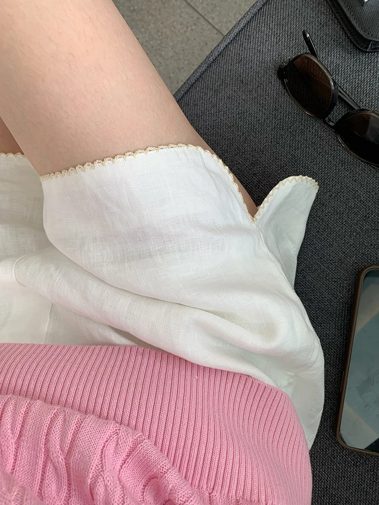 

Прямые повседневные брюки с высокой талией, женские летние свободные льняные брюки с эластичной резинкой на талии, удобные дышащие повседневные брюки