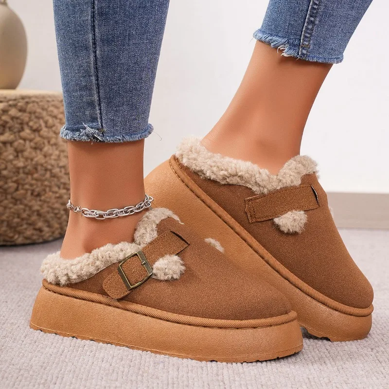 Fashion New Luxury Winter Women's Shoes Plush Fashion Retro Shoes Cotton Women's Flat Sole Slippers Platform Women Boots