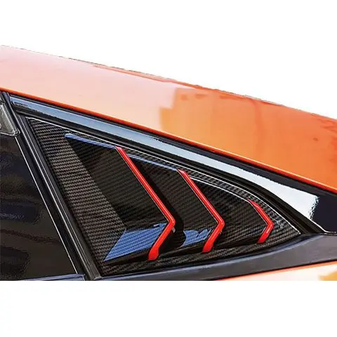 Car Exterior Carbon Fibre Rear Window Triangle Pillar Trims Conlum Molding Cover for Honda Civic 10th 2016-2020 Body Accessories