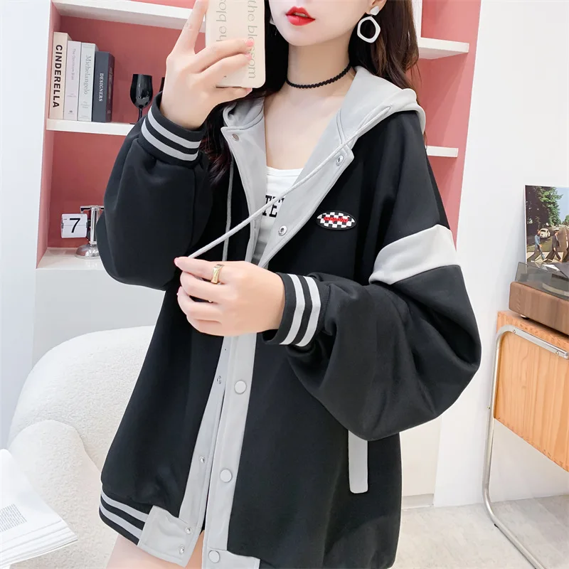 2025 Spring Autumn New Cardigan thin full slevee Casual Hoodie Women Outerwear Loose Popular Hooded jacket loose zip up top