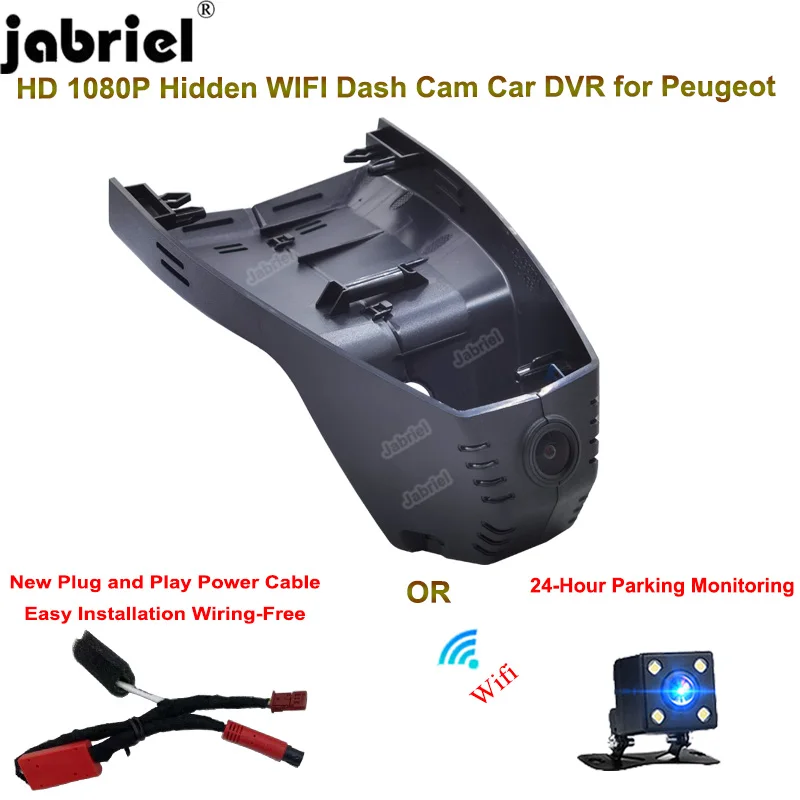 

Jabriel Plug and Play Wifi HD 1080P Car DVR Video Recorder For Peugeot 408 508L 360THP 400THP 2021 2022 2023 Dash Cam Camera EDR