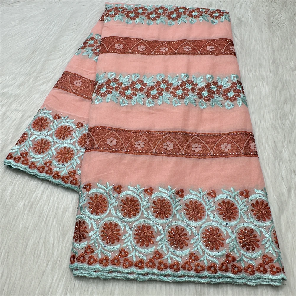 

High Quality 5Yard African Cotton Lace Fabric 3D Embroidered Flower 2026 Nigerian Swiss Voile Lace Fabric Bride for Dress Sewing