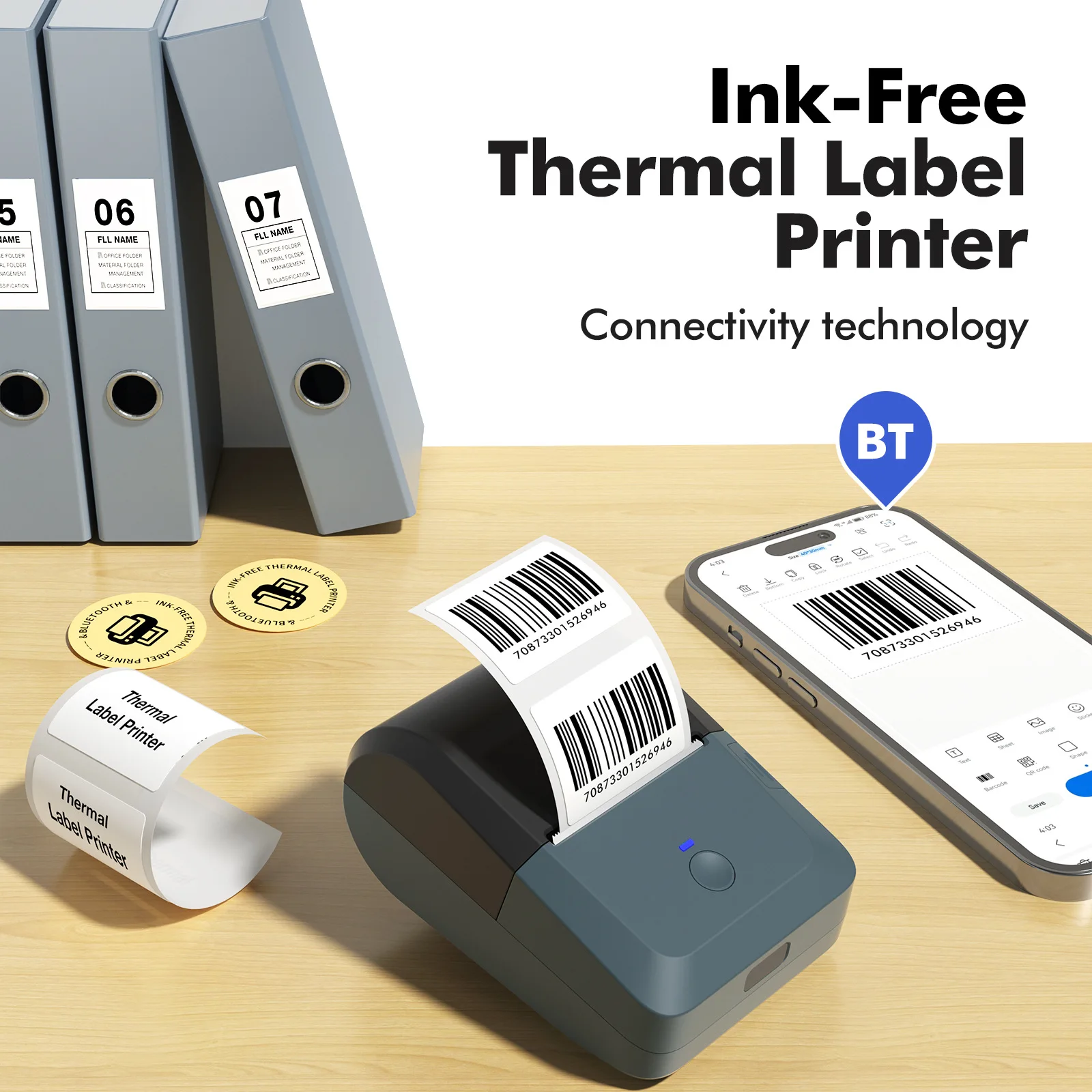 Home Label High Speed Printer Thermal Sticker Bluetooth Portable Super Price Goods Price Tag Barcode Cross-border