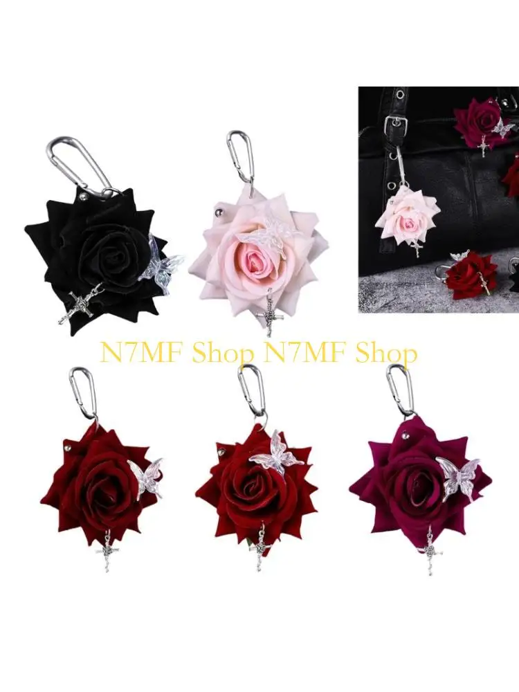 

N7MF Artistic Floral Butterfly Keychain User Friendly PVC Hanging Decoration Lightweight Accessory For Travelers Commuters