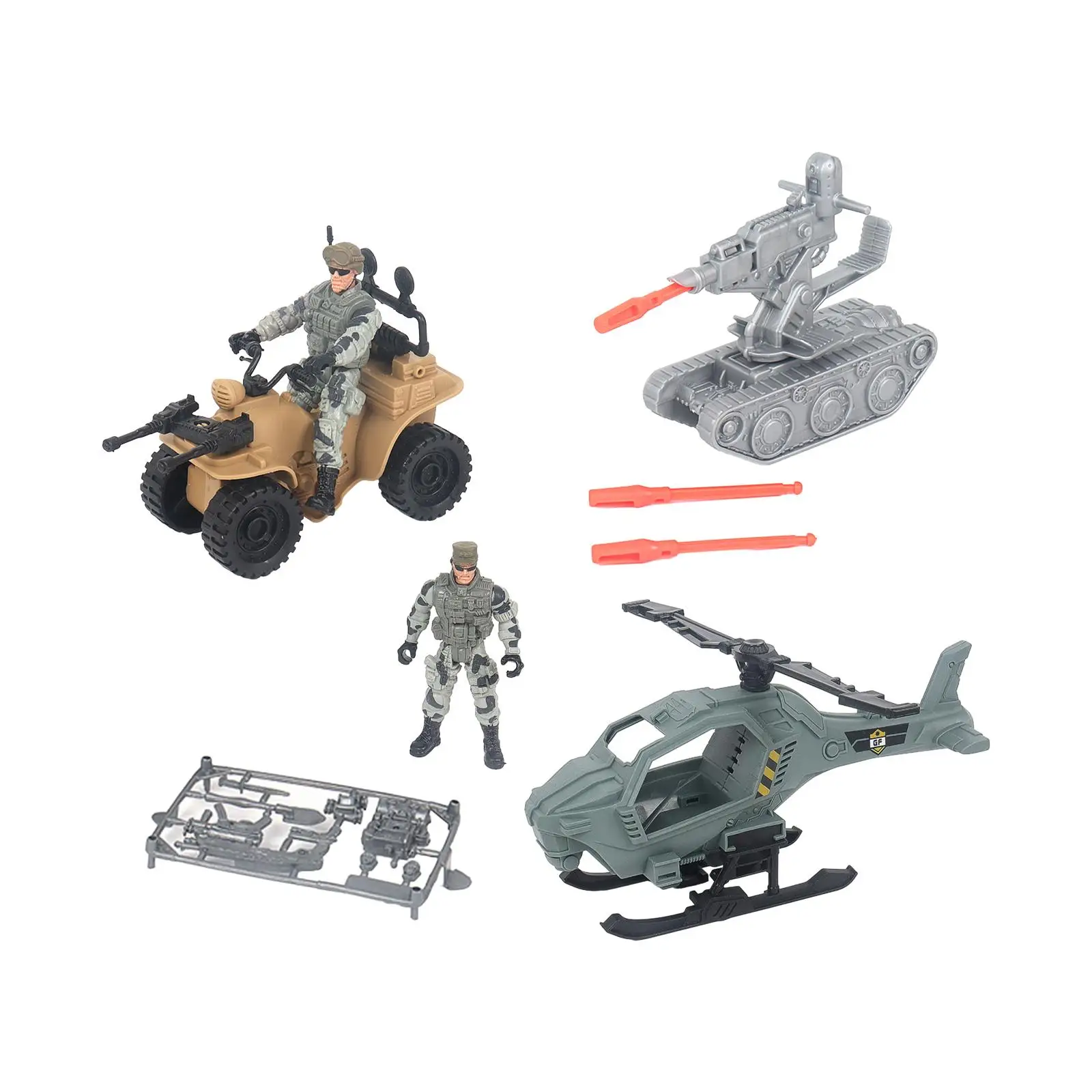 

Simulation Soldier Scene Decor Kits Diorama Vehicle Toy, Include Soldier, Tank, Motorcycle, and Helicopter, Miniature Playset