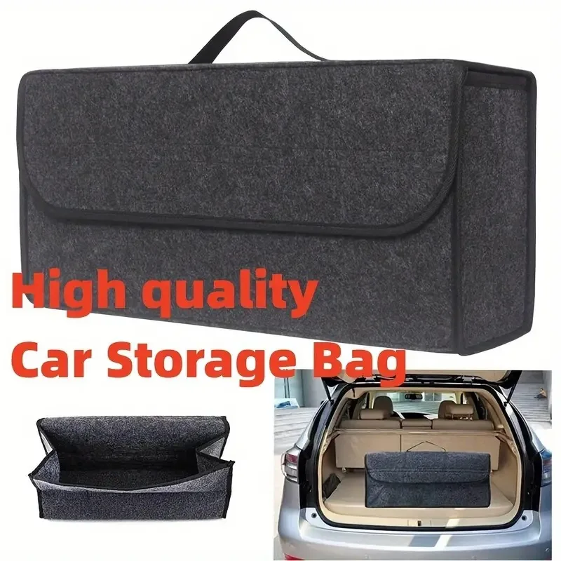 Anti Slip Compartment Boot Storage Organizer Tools Car Storage Bag Car Trunk Organizer Soft Felt Storage Box Car Accessories New