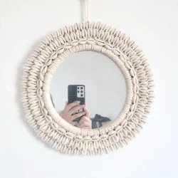 Boho Decorative Shell Mirror Wall Decoration Home Decorative Mirror Bohemian Style Shell-Inlaid Wall Art