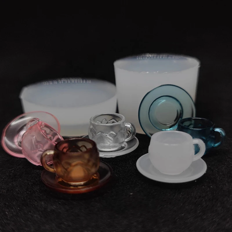 Juego de comida y juego para casa de muñecas, taza de té en miniatura, molde de silicona, epoxi UV, accesorios para muñecas, decoración de escena de juguete, 1 Juego