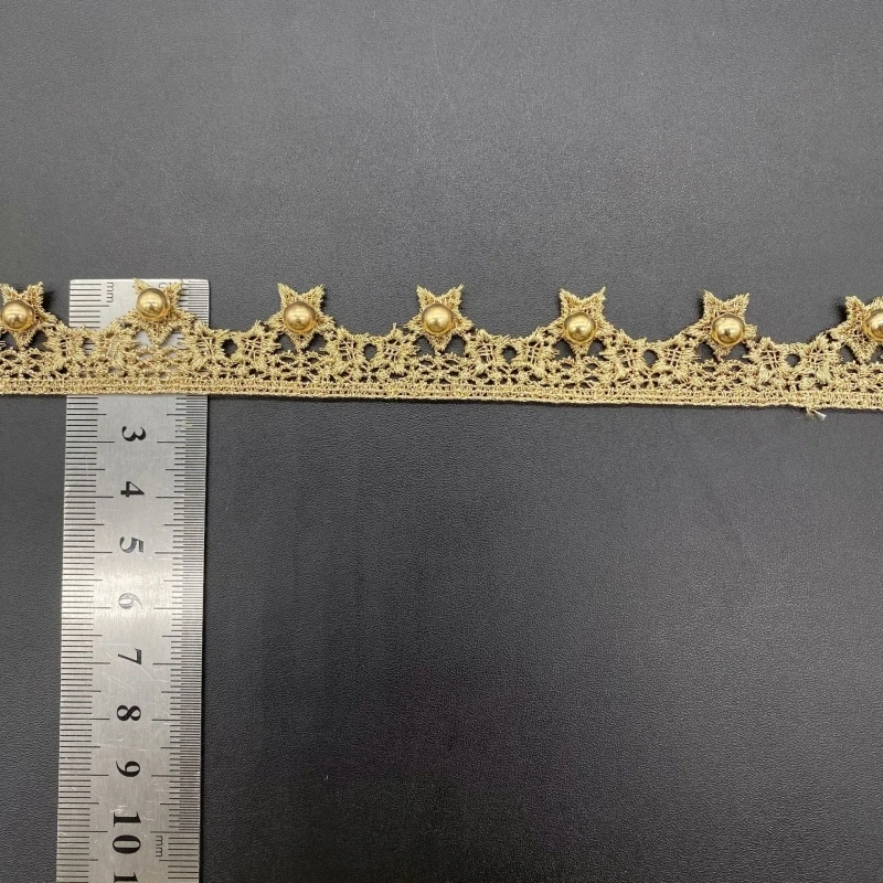 5Yard/Lot Gold Silber 2cm Stern Perlen Stickerei Spitze Trim Band DIY Halskette handgemachte Kleidung Hochzeits kleid Näh materialien – Detail 13