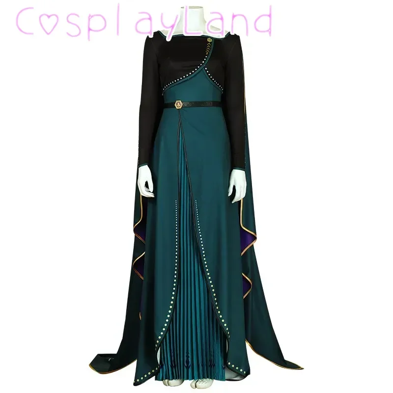 

Anna Princess Dress Cosplay Costume Fancy Carnival Halloween Party Costume Green Dress with Cloak Outfit Custom Made Anna Suit
