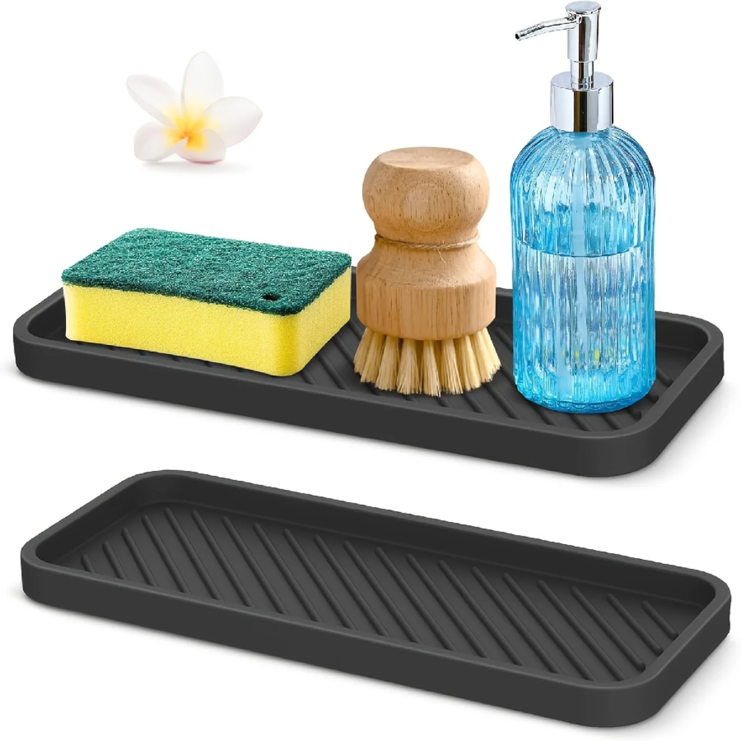 

1pc Waterproof Splash Mat for Sink Counter Organizer Anti Mold Silicone Mat Bathroom Kitchen Drain Protector Tray