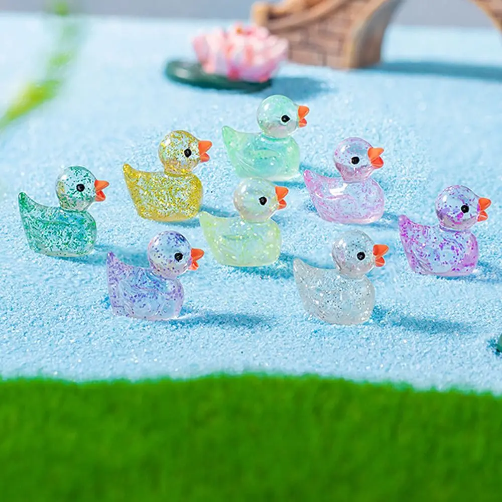 

5pcs Resin Crafts Mini Sequin Ducks Cute DIY Miniatures Duck Figurines Colorful Shiny Duck Ornament Home Decorations