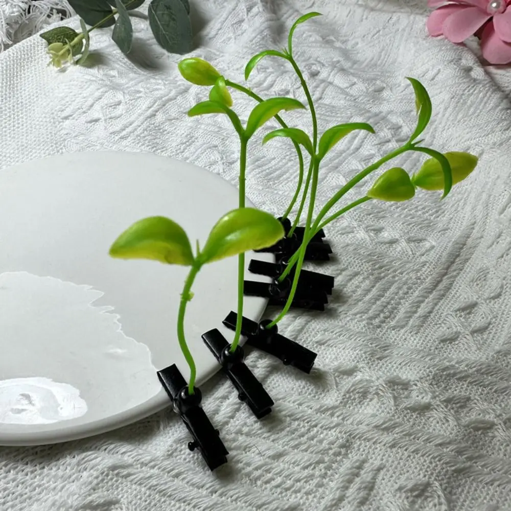 1Pair Simulation Bean Sprout Hair Clip Cherry Butterfly Flower Plant Hairpins Side Barrettes Mushroom Cartoon Duckbill Clips