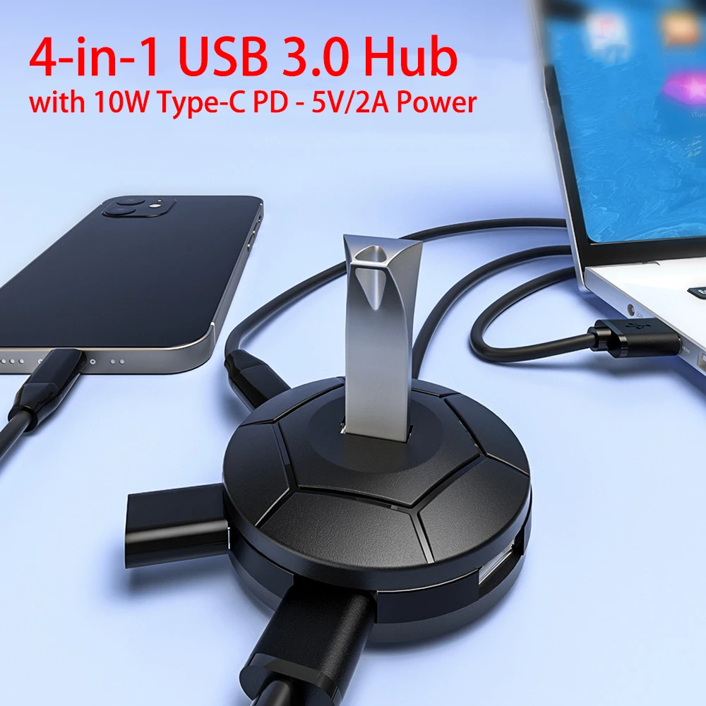

4-Port USB Extender for PC/TV/Gaming - Heavy Duty PVC, 43g Lightweight, iOS/Android/HarmonyOS