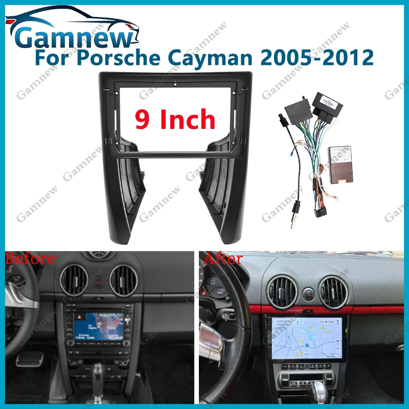 

9-дюймовая автомобильная рамка, адаптер Canbus Box, Android-радио, комплект панели для крепления приборной панели для Porsche Cayman (987) 2005-2012