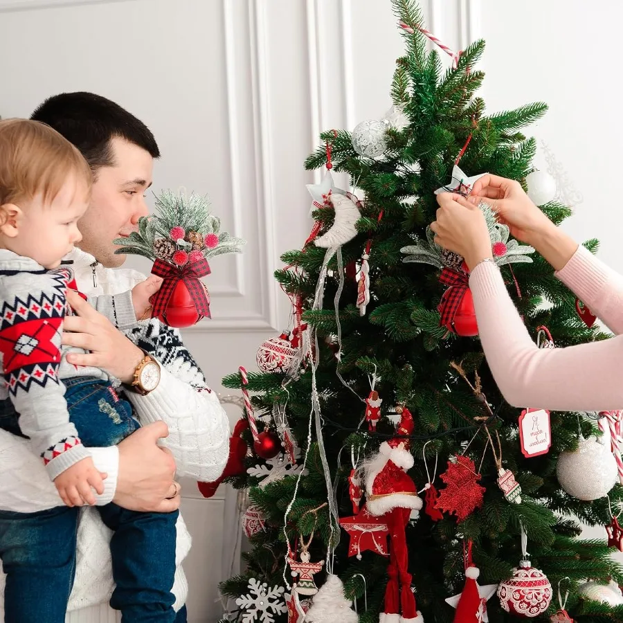 Leyndo عيد الميلاد مزلقة أجراس الهدال جرس زخرفة مع مخاريط الصنوبر التوت منقوشة القوس المعادن معلقة الديكور للمنزل عيد الميلاد #4