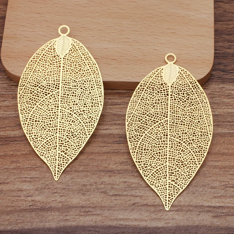 BoYuTe (10 Pieces/Lot) 75*35MM Big Metal Brass Filigree Leaf Materials Diy Jewelry Accessories