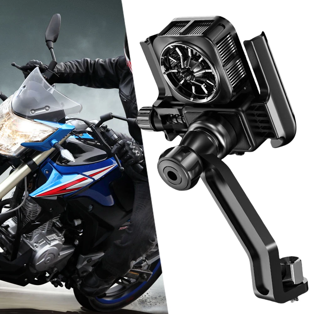 

Cooling Motorcycle Phone Mount Anti-Vibration Motorcycle Cellphone Holder Navigation Bracket for Motorcycle Bicycle Scooter