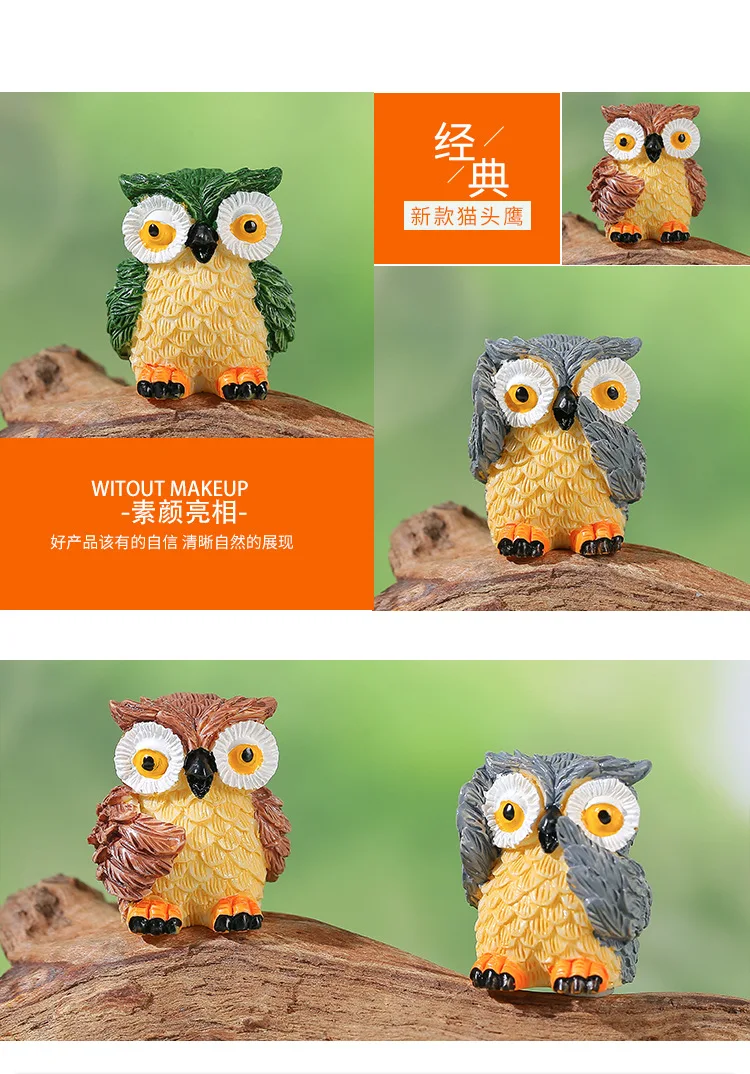 

4 Pcs Micro Landscape Decorative Ornaments Mini Resin Owl s Figures Owls Statue Bonsai Office Animals