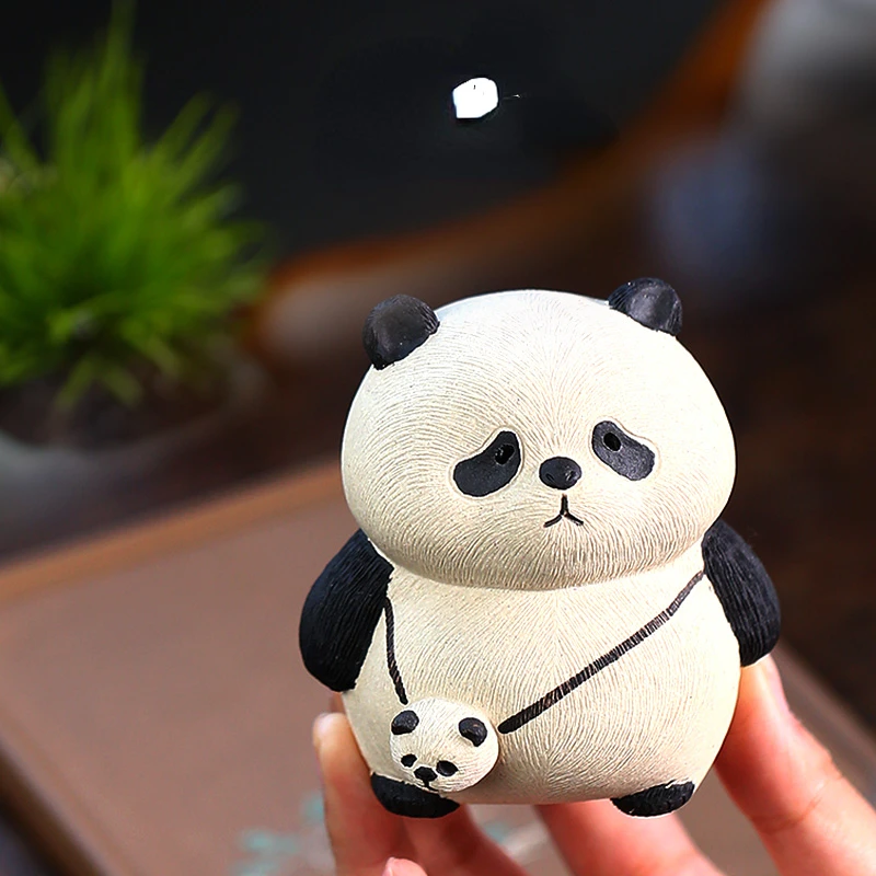 

Chang Pot Purplue Sand Tea Pet Decoration Boutique Supportable Handmade Panda Creative Decoration Cute Pet Cute Home Gift