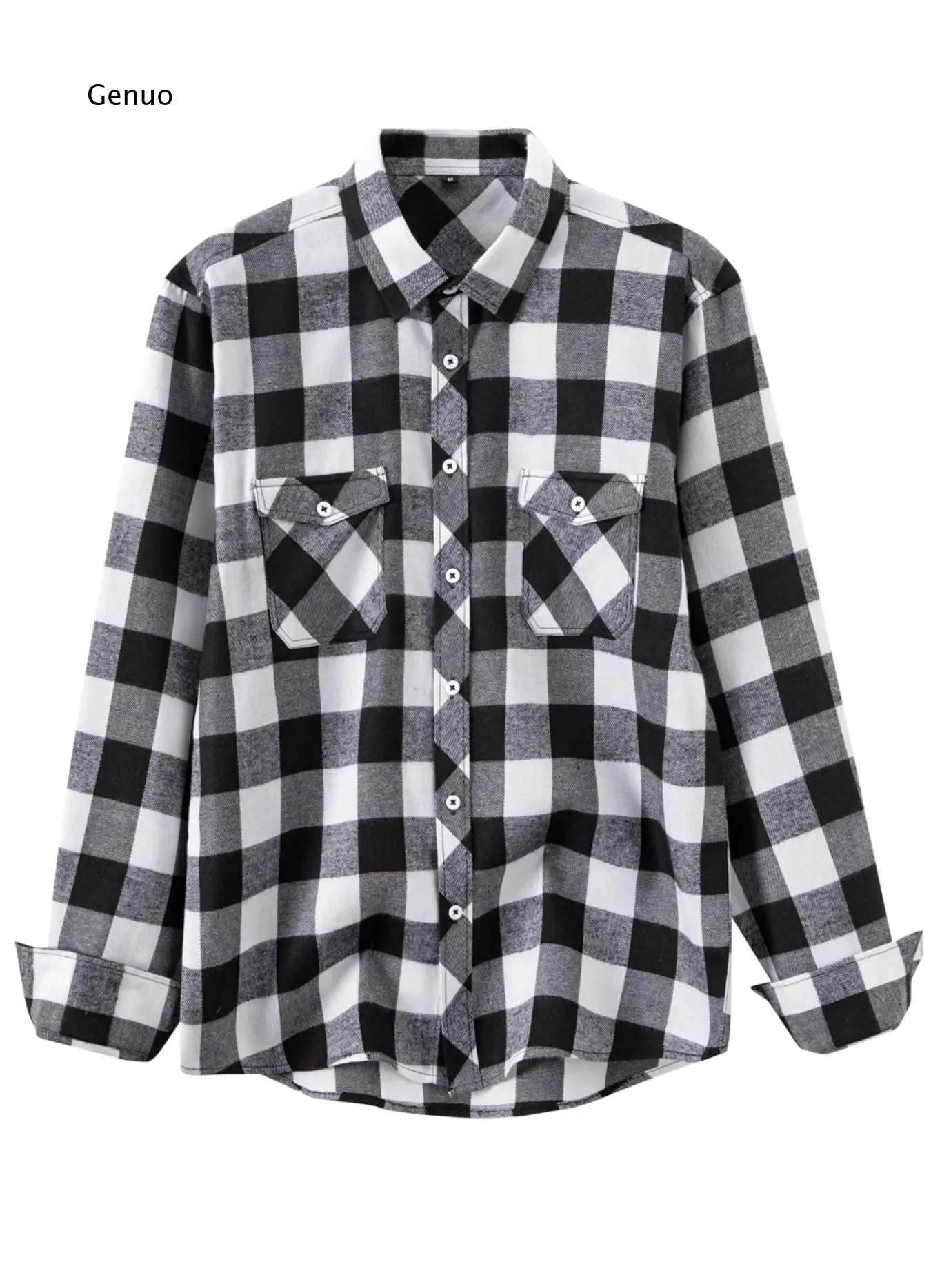 2026 Men Brushed Plaid Long Sleeve Shirt Casual Flannel Checked Button Down Top Autumn Winter Daily Wear