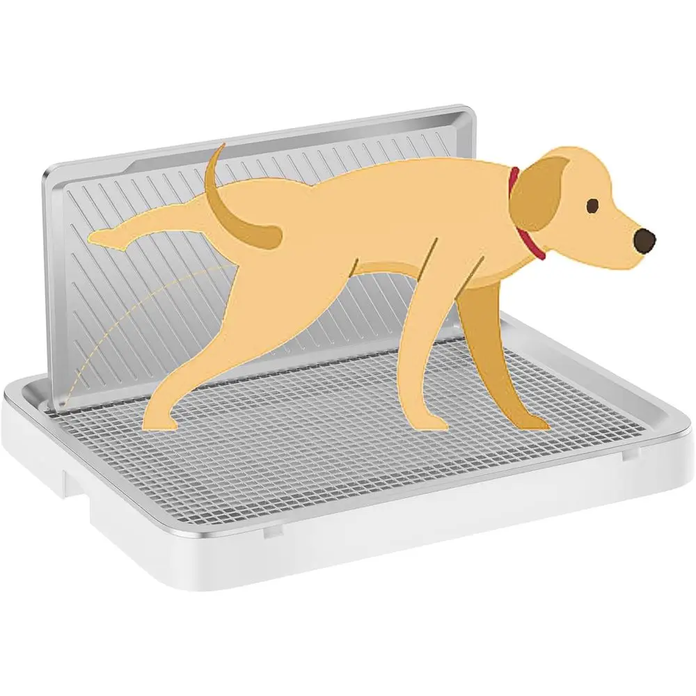 

High-Walled Indoor Dog Potty Tray, 25.59x19.69, Pee Pad Holder, Litter Box for Small Dogs, Mesh Training Toilet, Pet Supplies (W