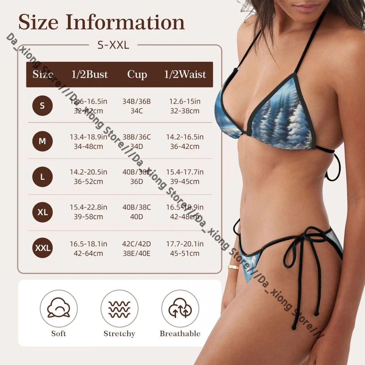 Sexy Micro Bikini Winter Landschapsschilderij Badpak Vrouw Badmode String Bikini Set Braziliaans Badpak Strandkleding