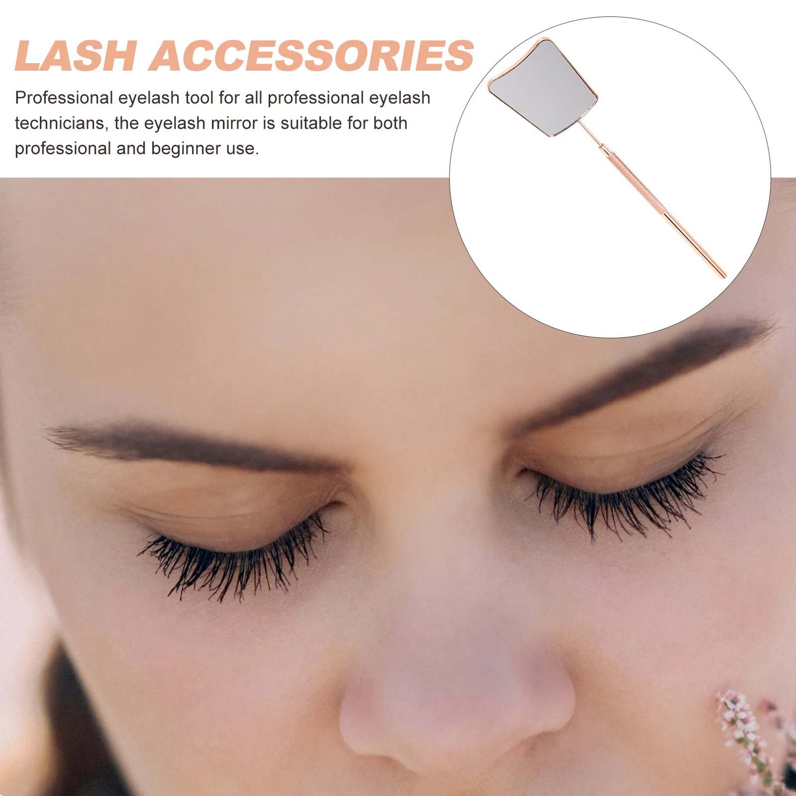 

Portable Stainless Steel Eyelash Extension Lash Mirror Lightweight Long Handle Lash Checking Mirror Makeup Tool