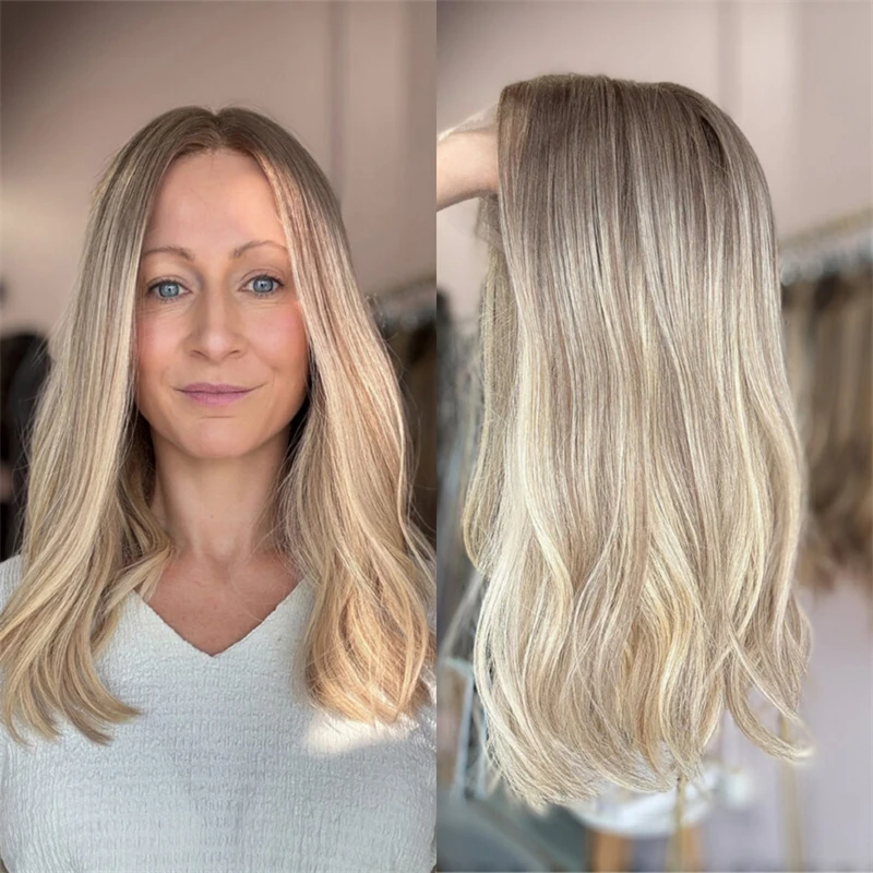 

Верхний синтетический парик фронта шнурка Ombre Blonde HD Парик фронта шнурка с темными корнями Парик высокой плотности для женщин Ежедневная вечеринка Cisplay Use