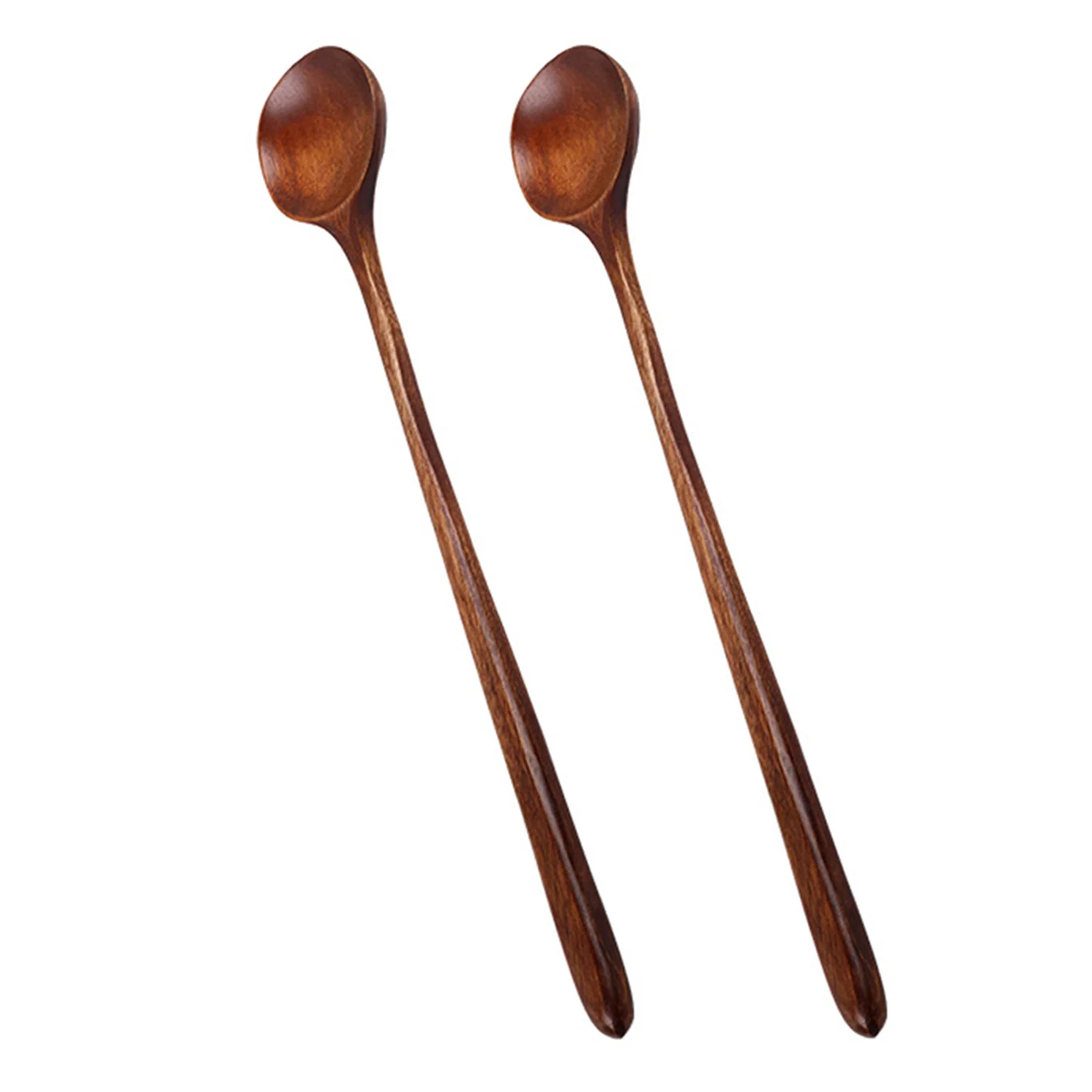 

2Pcs Long Handle Stirring Spoon - 11 Inch Slim Wooden Soup Ladle for Mixing Tea Coffee Ice Cream Dessert - Smooth Lightweight