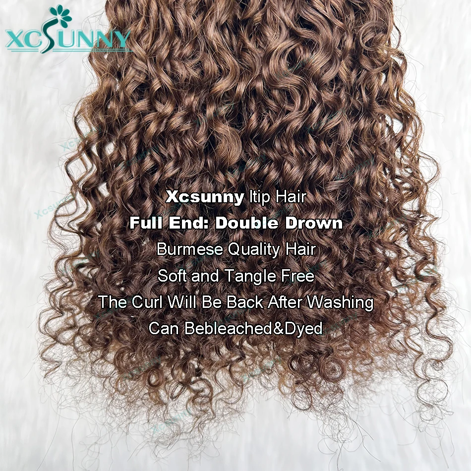 Kinky Curly Itips Extensions Double Drawn Burmese I Tip Microlink Hair Extensions Real Human Hair Curly For Black Women