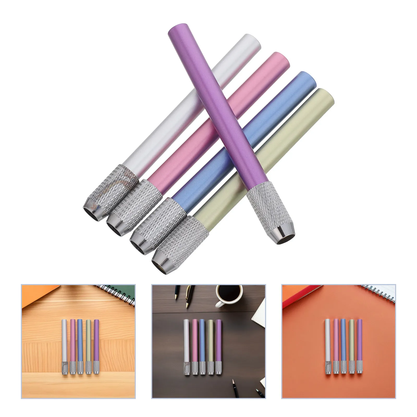 

5Pcs Artist Pencil Extender Holder Metal Pen Rod Extender for Colored Pencils Comfortable Grip Ergonomic Drawing Tool Classroom