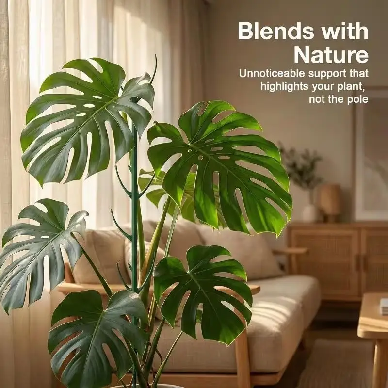 6 Stück Monstera-Pflanzenstützstäbe mit Bändern – stapelbares Rankgitter-Design, für Kletterpflanzen und den Außenbereich