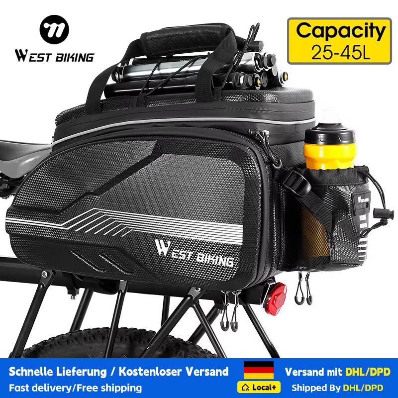 WEST BIKING Hochwertige EVA-Hartschalen-Fahrradtasche Wasserdichte MTB-Rennrad-Gepäckträgertasche Große Kapazität Reise-Fahrradtaschen