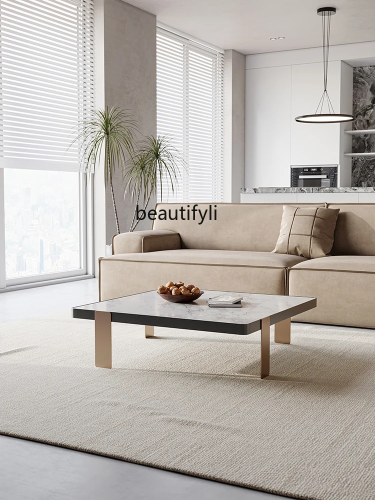 

zqLight Luxury Coffee Table Italian Minimalist Style Simple Living Room Tea Table Square Small Apartment