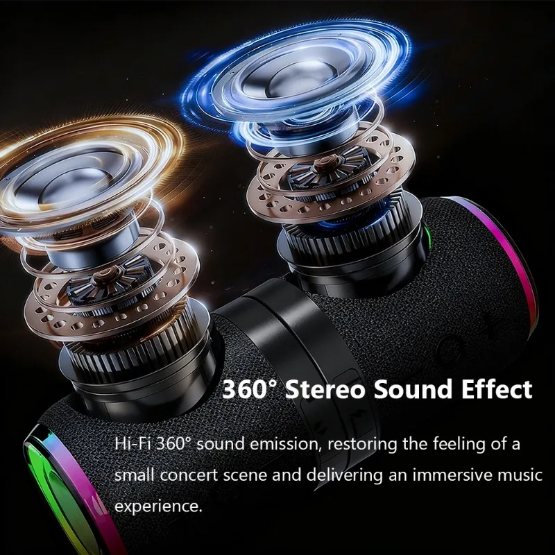 Magnetic 2 in 1 Bluetooth Speaker with RGB Light Fabric TWS Stereo Subwoofer Portable Split Sound Box