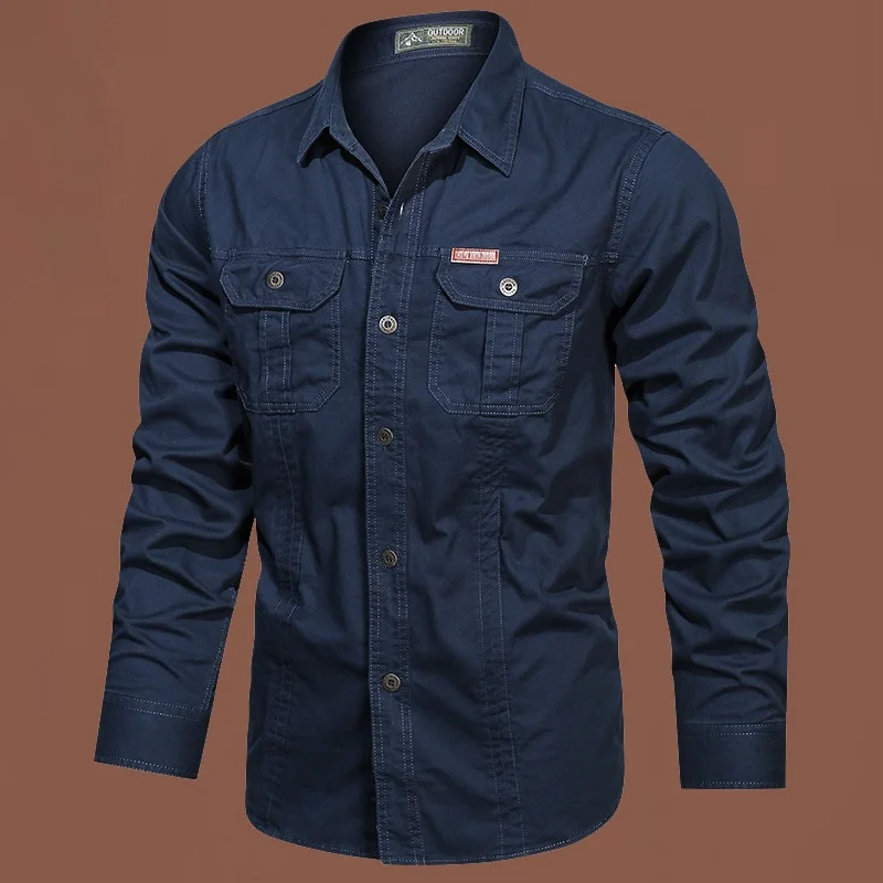 

Loose Fit Long Sve Men's irt Retro American Trend No Ironing Workwear irt Versatile Casual Haome New Arrival