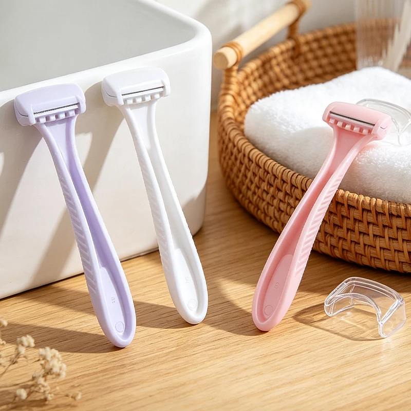10Pcs Ladies Body Hair Razor Long Curved Handle With Safety Teeth Guard Portable Shaver Leg Underarm Bikini Area Hair Removal