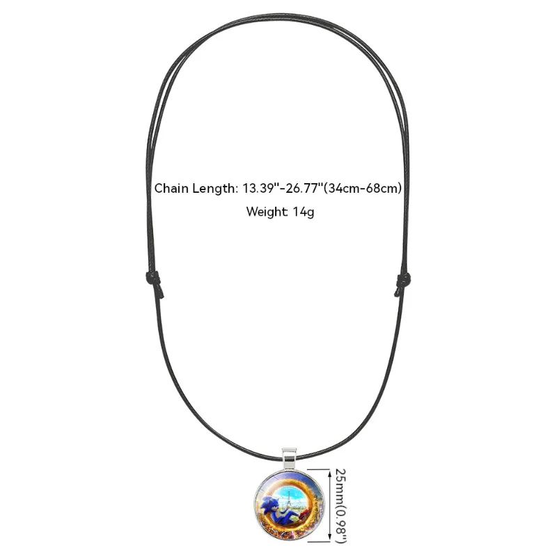 Sonic Time Gem Necklace Pendant Soft Wax Rope Not Allergic for Boys and Girls Cool and Dazzling High-quality New