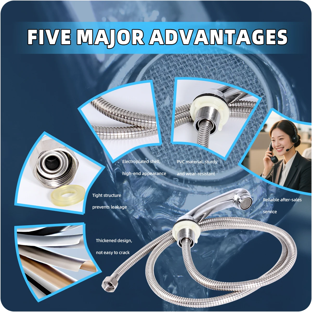 High Pressure Water Saving Spray Handy Hose Filter Hair Salon Shampoo Basin Shower Head Straight Handle with 1.2m Tube