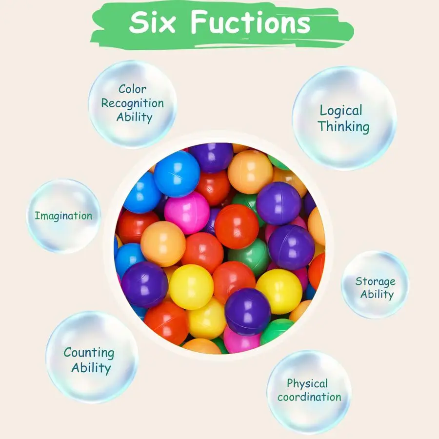 Pitballen Ftalatvrij BPA-vrij Crush Proof Plastic 7 felle kleuren in herbruikbaar speelspeelgoed voor kinderen met opbergtas