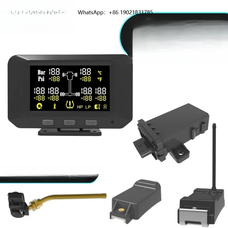 Porcsi TDS230 TPMS Tire Pressure Monitoring System 6 Wheels RV/Truck/Trailer Sensor LCD Display 5V Built-in for Buses and Trucks